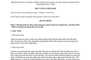 Quyết định 338/QĐ-TTg năm 2012 quản lý nhà nước ngành thú y