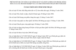 Quyết định 56/QĐ-UBND 2012 Nâng cao năng suất chất lượng hàng doanh nghiệp vừa và nhỏ Ninh Thuận
