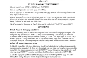 Quyết định 05/2012/QĐ-UBND hỗ trợ cán bộ làm về công nghệ thông tin Vĩnh Phúc