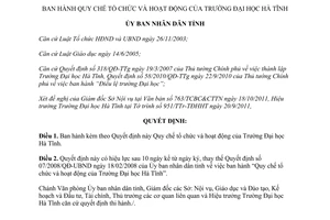 Quyết định 10/2012/QĐ-UBND Quy chế tổ chức và hoạt động của Trường Đại học Hà Tĩnh
