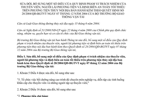 Thông tư 09/2012/TT-BGTVT sửa đổi Quy định phạm vi trách nhiệm thuyền viên