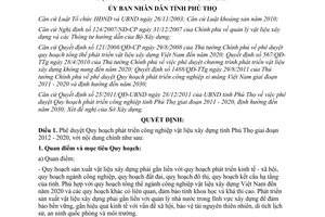 Quyết định 12/2012/QĐ-UBND Quy hoạch phát triển công nghiệp vật liệu xây dựng