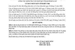 Quyết định 562/QĐ-UBND công tác kiểm tra văn bản quy phạm Bến Tre