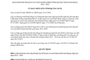 Quyết định 39/QĐ-UBND kế hoạch cải cách hành chính tỉnh Quảng Ngãi
