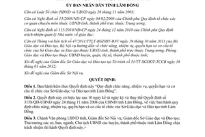 Quyết định 06/2012/QĐ-UBND cơ cấu tổ chức Sở Giáo dục và Đào tạo Lâm Đồng