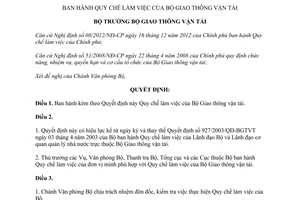 Quyết định 643/QĐ-BGTVT Quy chế làm việc Bộ Giao thông vận tải