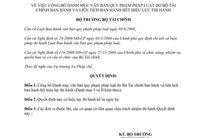 Quyết định 747/QĐ-BTC năm 2012 công bố Danh mục văn bản quy phạm pháp luật hết h