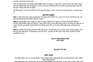 Quyết định 01/2012/QĐ-UBND kiểm tra xử lý và rà soát hệ thống hoá văn bản