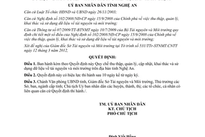 Quyết định 21/2012/QĐ-UBND khai thác và sử dụng dữ liệu tài nguyên và môi trưong