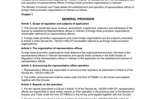 Circular No. 06/2012/TT-BCT detailing the order and procedures for granting
