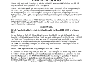 Nghị quyết 473/NQ-UBTVQH13 kế hoạch phân bổ vốn trái phiếu Chính phủ