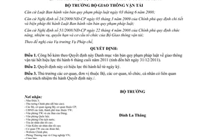 Quyết định 650/QĐ-BGTVT năm 2012 công bố Danh mục văn bản quy phạm pháp luật về