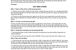 Thông tư 06/2012/TT-BCT thành lập và hoạt động văn phòng đại diện