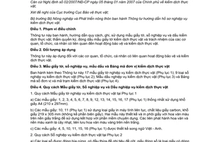 Thông tư 14/2012/TT-BNNPTNT hướng dẫn hồ sơ nghiệp vụ kiểm dịch thực vật