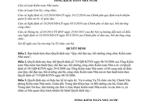 Quyết định 459/QĐ-KTNN Quy chế đào tạo, bồi dưỡng công chức Kiểm toán nhà nước