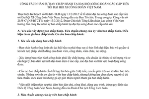 Hướng dẫn 398/HD-TLĐ 2012 công tác nhân sự ban chấp hành đại hội công đoàn các cấp