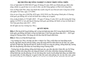 Quyết định 647/QĐ-BNN-TY năm 2012 phê duyệt Kế hoạch khống chế loại trừ bệnh dại