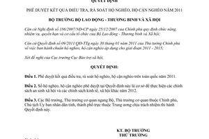 Quyết định 375/QĐ-LĐTBXH phê duyệt kết quả điều tra, rà soát hộ nghèo