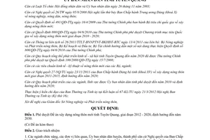 Quyết định 70/QĐ-UBND 2012 Đề án xây dựng nông thôn mới Tuyên Quang 2011-2020