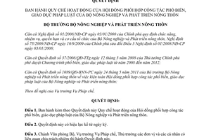 Quyết định 678/QĐ-BNN-PC năm 2012 về Quy chế hoạt động của Hội đồng phối hợp côn