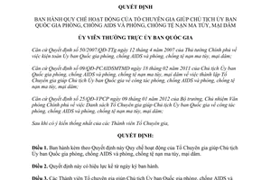 Quyết định 34/QĐ-PCAIDSMTMD Chuyên gia giúp Chủ tịch Ủy ban Quốc gia phòng AIDS