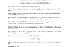 Quyết định 431/QĐ-UBND năm 2012 thành lập Ban Tôn giáo trực thuộc Sở Nội vụ Bắc Kạn