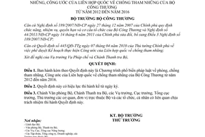 Quyết định 1620/QĐ-BCT Chương trình phổ biến pháp luật phòng, chống tham nhũng