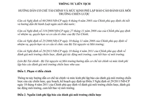 Thông tư liên tịch 50/2012/TTLT-BTC-BTNMT kinh phí lập báo cáo đánh giá môi