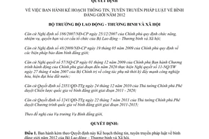 Quyết định 395/QĐ-LĐTBXH Kế hoạch thông tin, tuyên truyền pháp luật