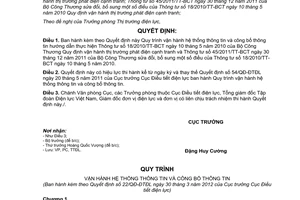 Quyết định 22/QĐ-ĐTĐL năm 2012 Quy trình vận hành hệ thống và công bố thông tin