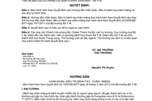 Quyết định 1003/QĐ-BYT hướng dẫn chẩn đoán, điều trị bệnh tay chân miệng