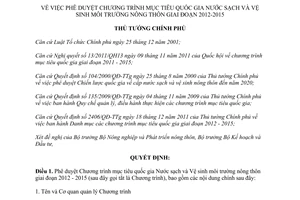 Quyết định 366/QĐ-TTg phê duyệt Chương trình mục tiêu quốc gia Nước sạch