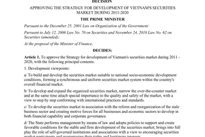 Decision No. 252/QD-TTg approving the strategy for development of Vietnam's