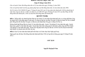 Nghị quyết 04/2012/NQ-HĐND thành lập tổ chức làm công tác dân tộc