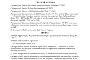 Decision No. 254/QD-TTg approving the project on restructuring the system