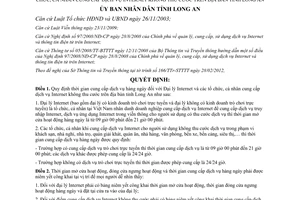 Quyết định 13/2012/QĐ-UBND thời gian cung cấp dịch vụ h&#224;ng ng&#224;y