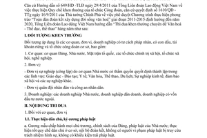 Hướng dẫn 257/HD-TLĐ thi đua khen thưởng chuyên đề Văn hoá - Thể dục, Thể thao