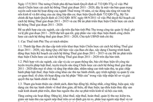 Chỉ thị 19/CT-UBND năm 2012 cải cách hệ thống thuế 2011 - 2020 Phú Thọ