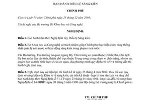 Nghị định 13/2012/NĐ-CP Điều lệ Sáng kiến