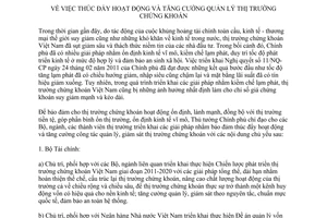 Chỉ thị 08/CT-TTg  tăng cường quản lý thị trường chứng khoán