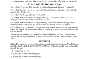 Quyết định 10/2012/QĐ-UBND bổ sung giá cây cao su tại Bảng giá hoa màu