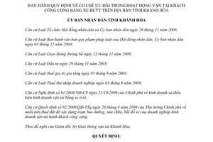 Quyết định 09/2012/QĐ-UBND cơ chế ưu đãi trong hoạt động vận tải khách