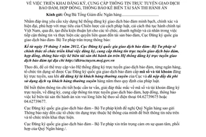 Thông báo 16/TB-CĐMDN triển khai đăng ký, cung cấp thông tin trực tuyến