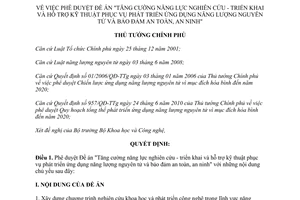 Quyết định 265/QĐ-TTg Đề án Tăng cường năng lực nghiên cứu