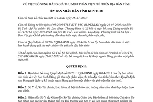 Quyết định 09/2012/QĐ-UBND bổ sung bảng giá thu viện phí