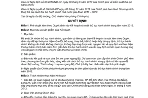 Quyết định 263/QĐ-TTg phê duyệt Kế hoạch rà soát thủ tục hành chính