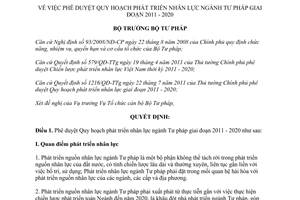 Quyết định 358/QĐ-BTP phê duyệt Quy hoạch phát triển nhân lực ngành Tư pháp