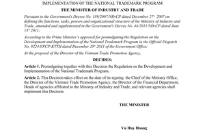 Decision No. 984/QD-BCT promulgating the regulation on the development and imple