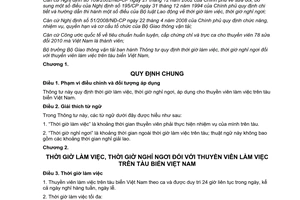 Thông tư 05/2012/TT-BGTVT thời giờ làm việc, nghỉ ngơi thuyền viên làm việc