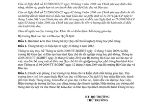 Thông tư 10/2012/TT-BGDĐT Quy chế thi tốt nghiệp trung học phổ thông